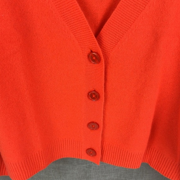 AQUA Cashmere New Women’s XXL Button Up V-Neck Cardigan Exclusive In Orangesicle - Picture 4 of 8